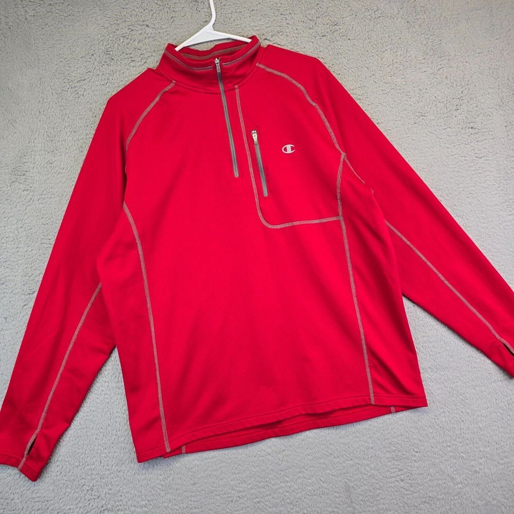 Champion Elite Sweatshirt Mens L Red Quarter Zip Thumbholes Athleisure Steetwear